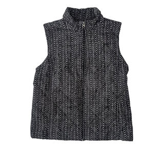 Women's Crofts&Barrow Vest M Black Gray Chevron Full Zip